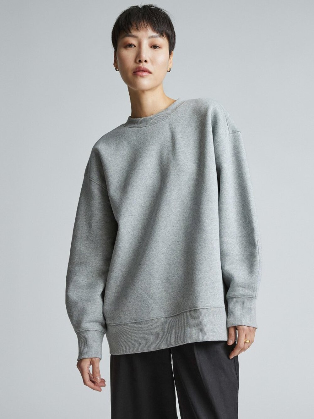 Everlane ReTrack Oversized Crewneck Sweatshirt - Grey Fleece, Size M